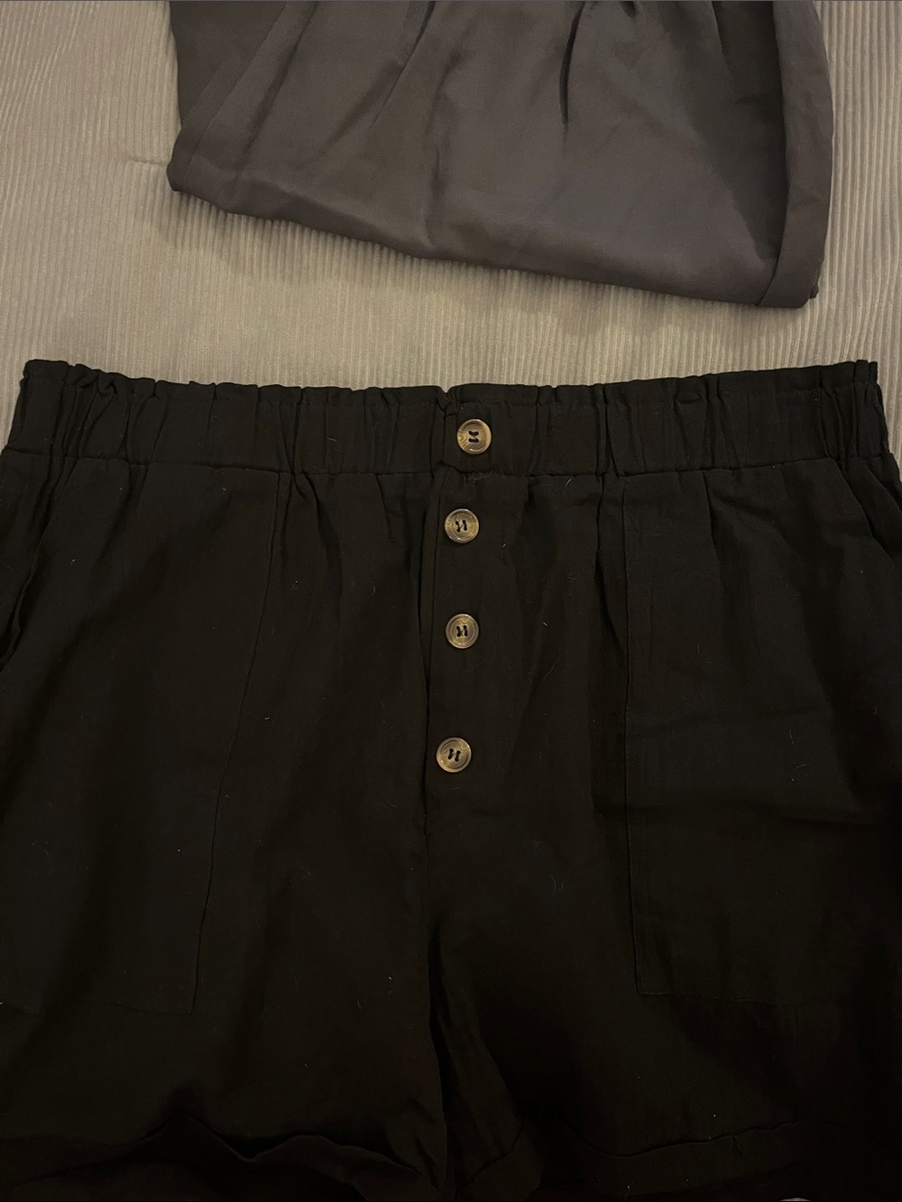 SHEIN Black Button-Front Elastic Waist Women’s Shorts